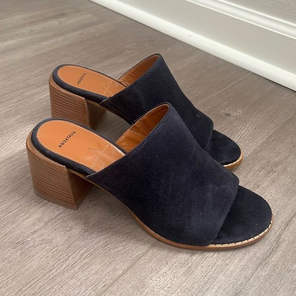 Aquatalia Shoes - AQUATALIA • Navy Suede Mules